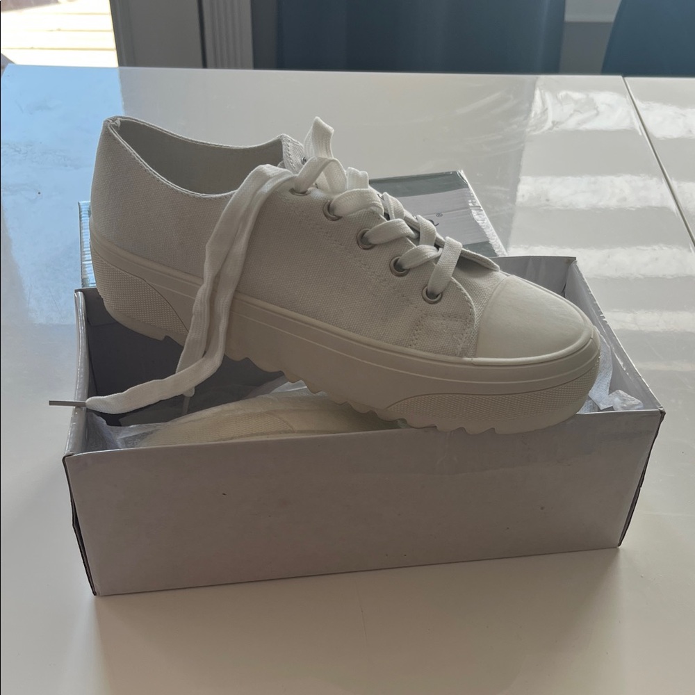 Classic White Canvas Platform Sneakers